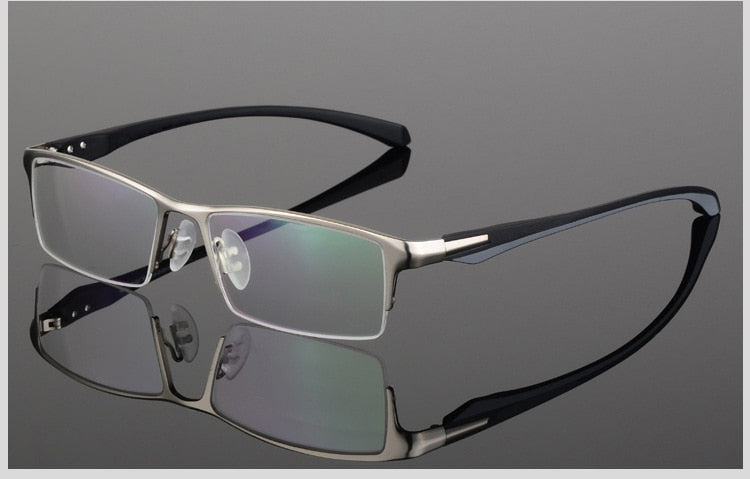 Hotochki Men's Semi Rim IP Electronic Plated Alloy Frame Eyeglasses 9065 Semi Rim Hotochki