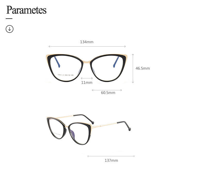 Hotony Women's Full Rim Cat Eye TR 90 Resin Alloy Frame Eyeglasses 7019 Full Rim Hotony