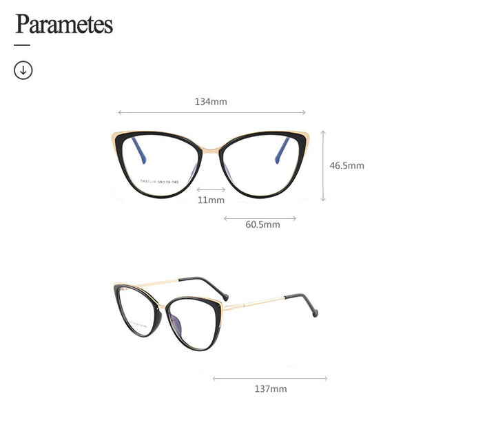 Hotony Women's Full Rim Cat Eye TR 90 Resin Alloy Frame Eyeglasses 7019 Full Rim Hotony