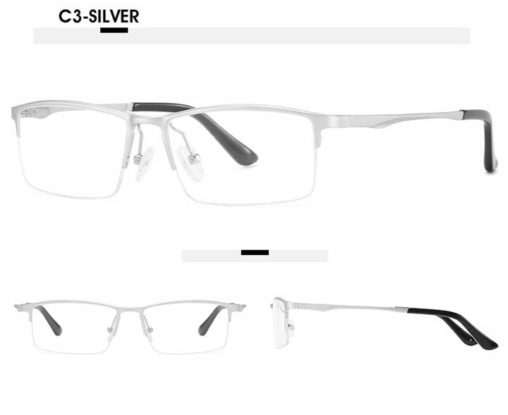 Hotony Unisex Semi Rim Rectangle Alloy Frame Eyeglasses 6263 Semi Rim Hotony