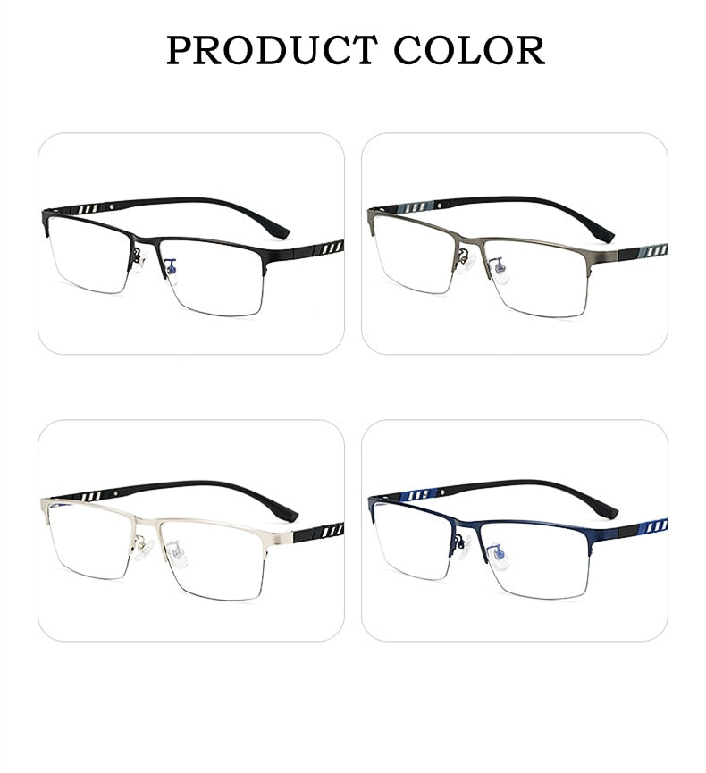 Yimaruili Men's Semi Rim Titanium Alloy Frame Eyeglasses P9806 Semi Rim Yimaruili Eyeglasses