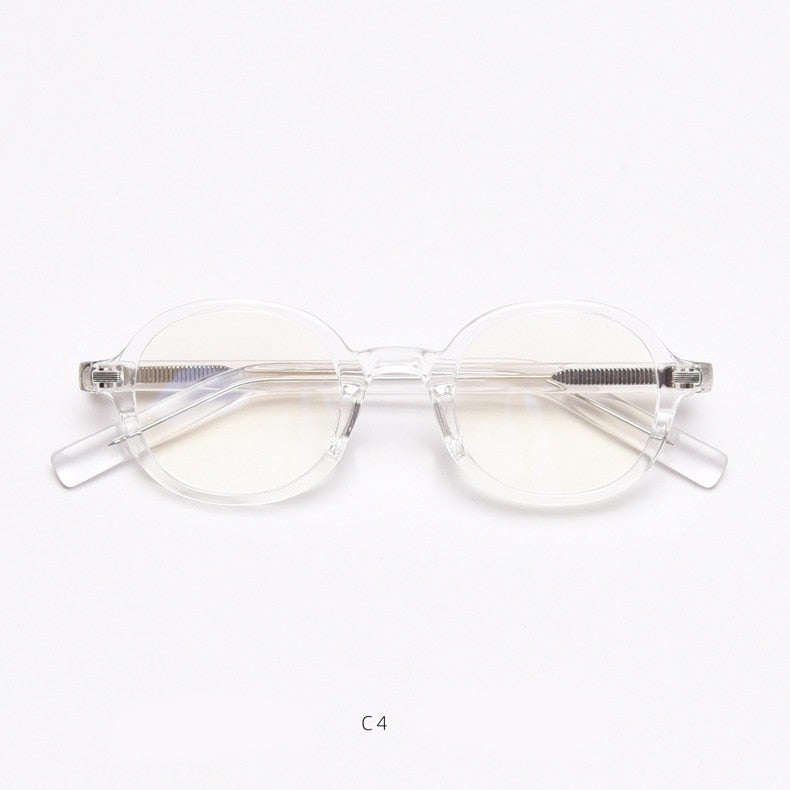 CCspace Unisex Full Rim Oval Tr 90 Titanium Frame Acetate Leg Eyeglasses 49828 Full Rim CCspace C4Clear