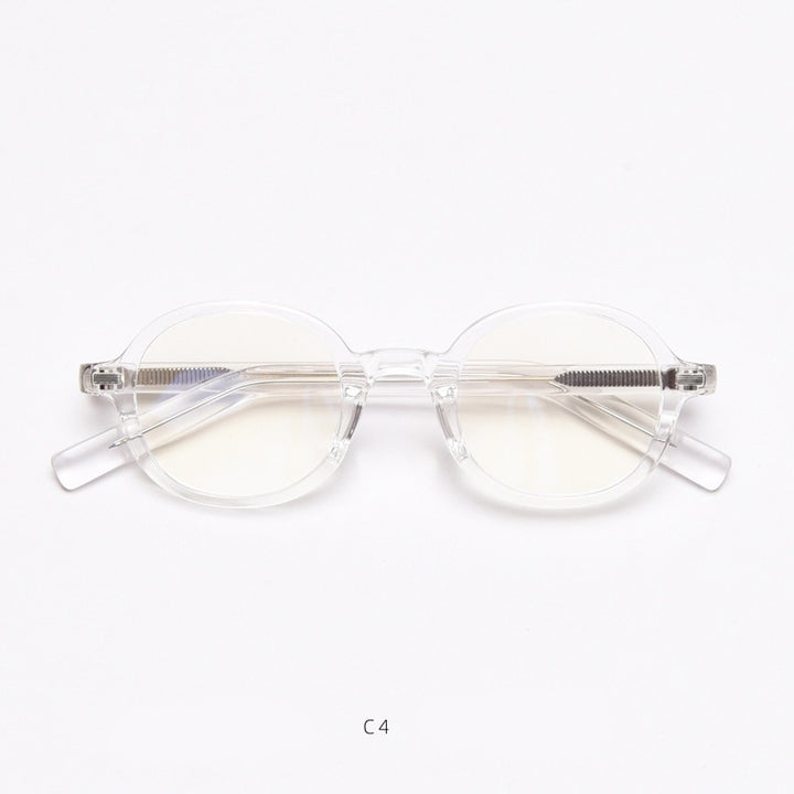 CCspace Unisex Full Rim Oval Tr 90 Titanium Frame Acetate Leg Eyeglasses 49828 Full Rim CCspace C4Clear