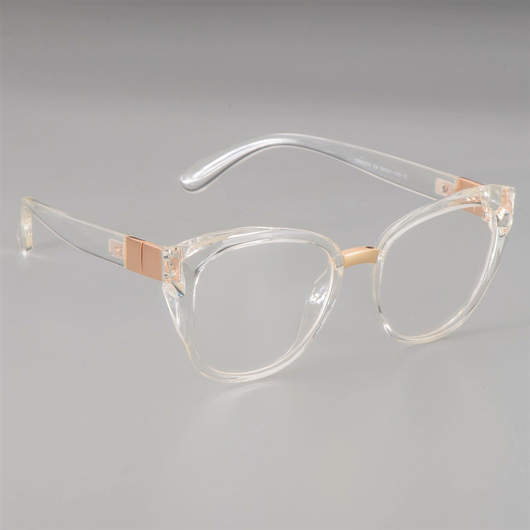 CCspace Unisex Full Rim Round Cat Eye Tr 90 Titanium Frame Eyeglasses 48092 Full Rim CCspace clear