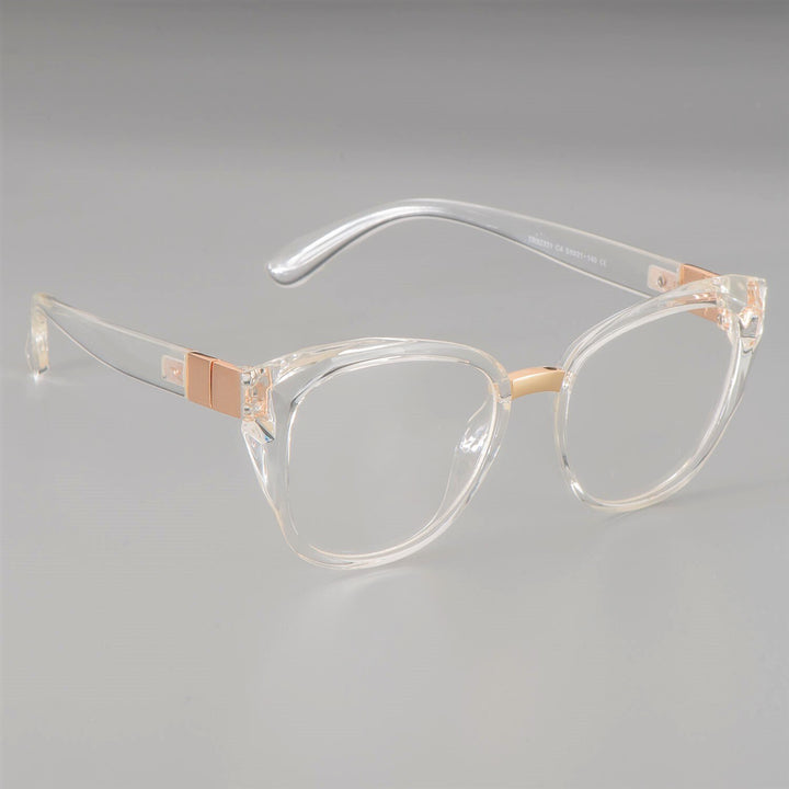 CCspace Unisex Full Rim Round Cat Eye Tr 90 Titanium Frame Eyeglasses 48092 Full Rim CCspace clear
