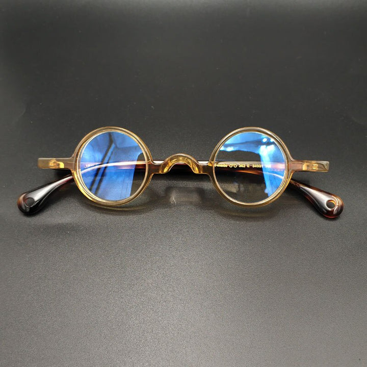 Yujo Unisex Full Rim Small Round 34mm Handcrafted Acetate Eyeglasses Full Rim Yujo