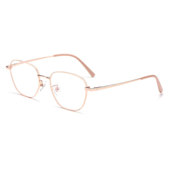 Yimaruili Unisex Full Rim Polygonal Titanium Frame Eyeglasses 9026JY Full Rim Yimaruili Eyeglasses Rose Gold