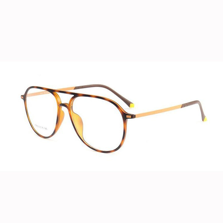 Unisex Double Bridge Acetate Steel Round Full Rim Eyeglasses 1116 Full Rim Bclear C 3