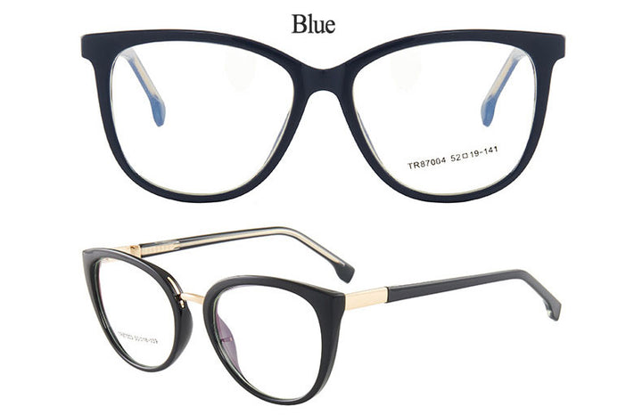 Hotony Woman's Full Rim Cat Eye TR 90 Resin Alloy Frame Eyeglasses 7004 Full Rim Hotony