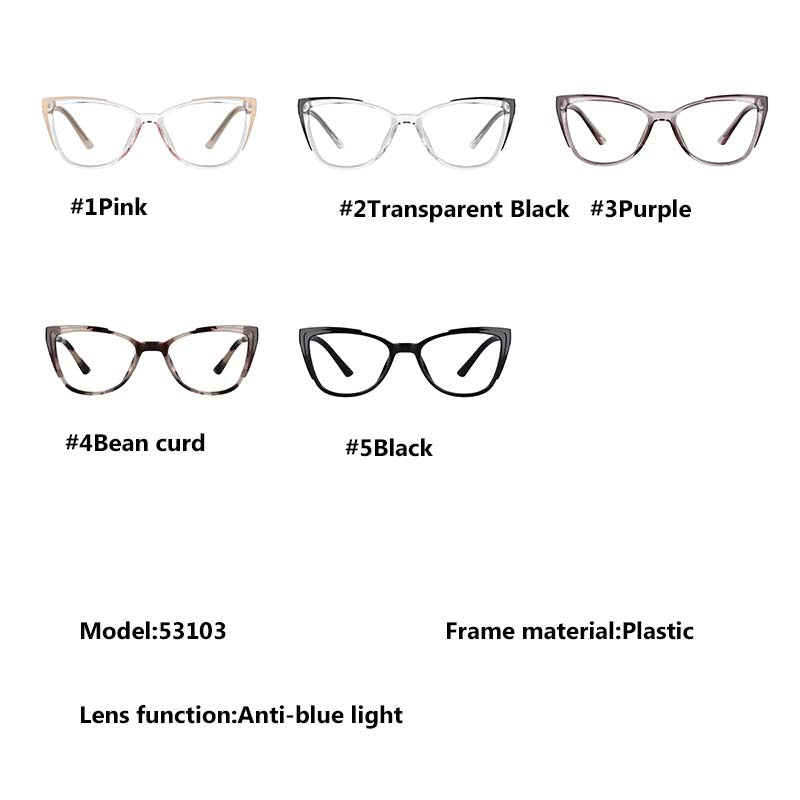 CCspace Unisex Full Rim Square Cat Eye Tr 90 Titanium Frame Eyeglasses 53103 Full Rim CCspace