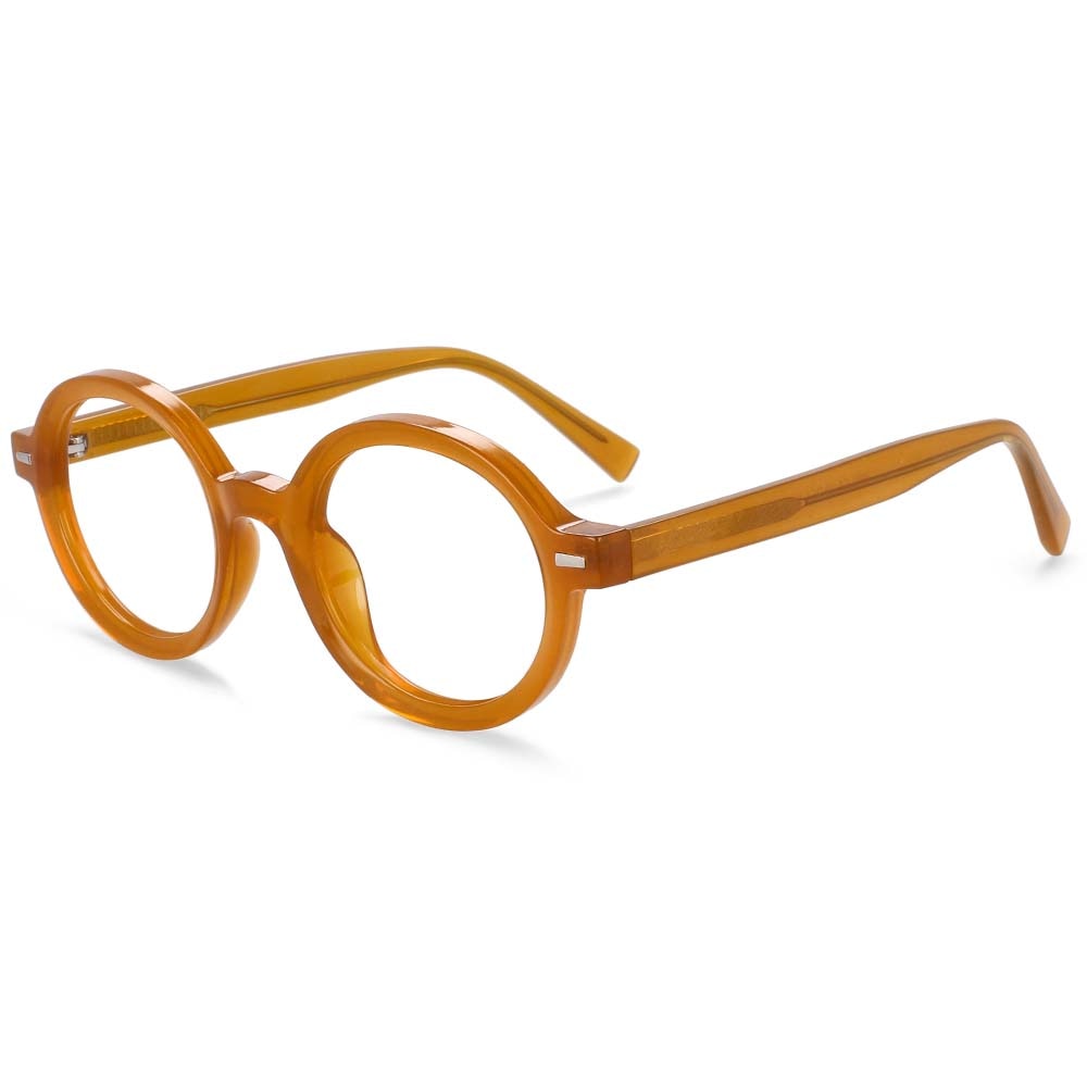 CCspace Unisex Full Rim Round Oval Tr 90 Titanium Rivet Frame Eyeglasses 54026 Full Rim CCspace tea