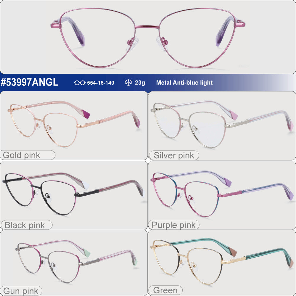 CCspace Women's Full Rim Cat Eye Alloy Frame Eyeglasses 53997 Full Rim CCspace