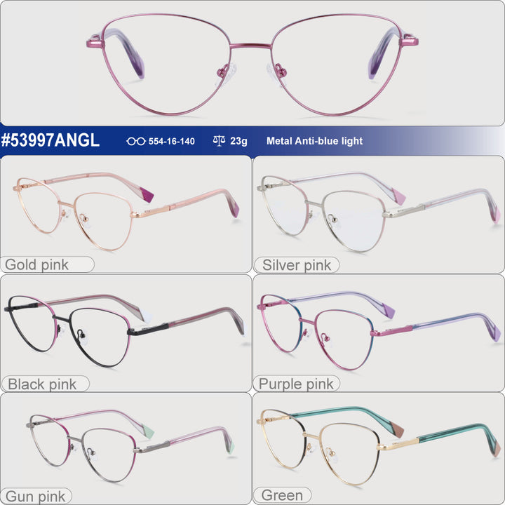 CCspace Women's Full Rim Cat Eye Alloy Frame Eyeglasses 53997 Full Rim CCspace