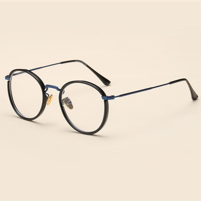 CCspace Women's Full Rim Round Tr 90 Titanium Frame Eyeglasses 49272 Full Rim CCspace C5Black-Blue