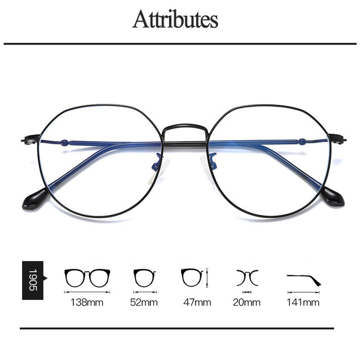 Hotony Unisex Full Rim Polygonal Alloy Frame Eyeglasses 1905 Full Rim Hotony