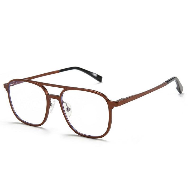 Hotochki Men's Full Rim Square Alloy Frame Eyeglasses 6113 Full Rim Hotochki coffee