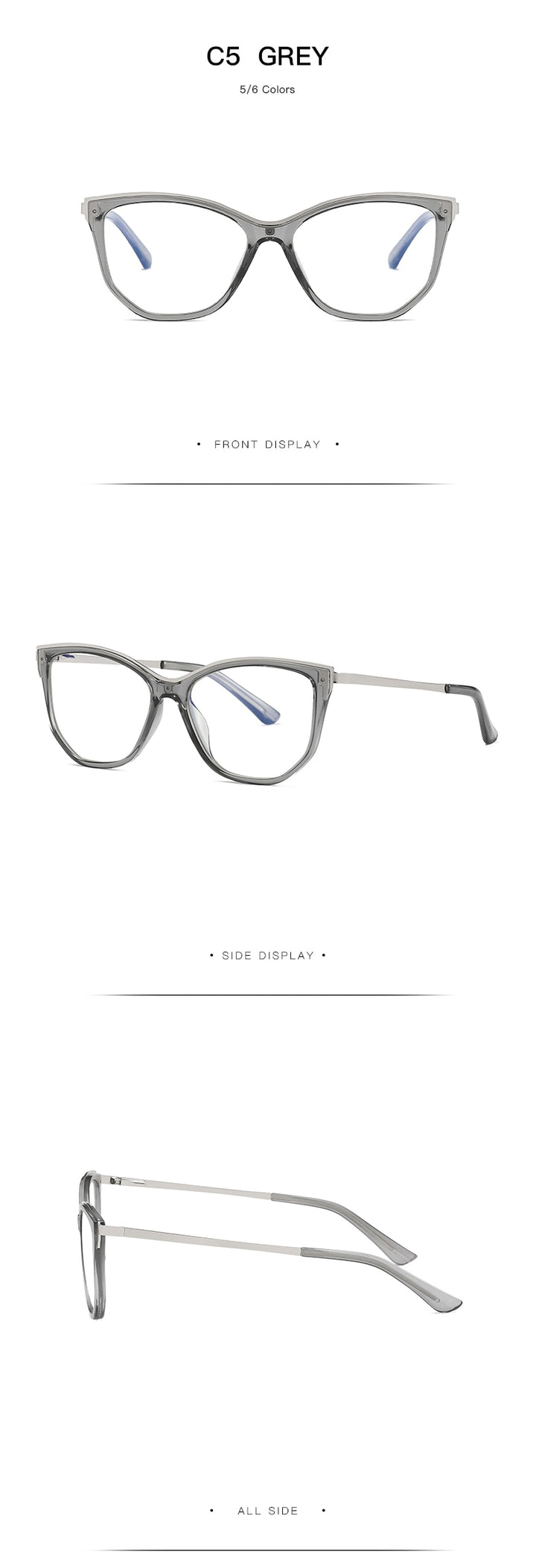 Hotochki Women's Full Rim Cat Eye Alloy Acetate Frame Eyeglasses 2048 Full Rim Hotochki