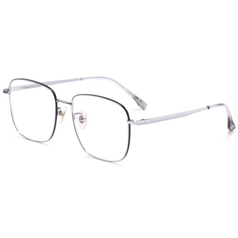 Yimaruili Unisex Full Rim Titanium Round Frame Eyeglasses T3501 Full Rim Yimaruili Eyeglasses Black Silver