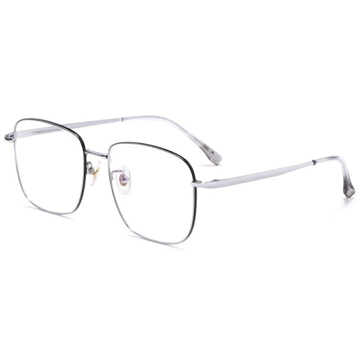 Yimaruili Unisex Full Rim Titanium Round Frame Eyeglasses T3501 Full Rim Yimaruili Eyeglasses Black Silver