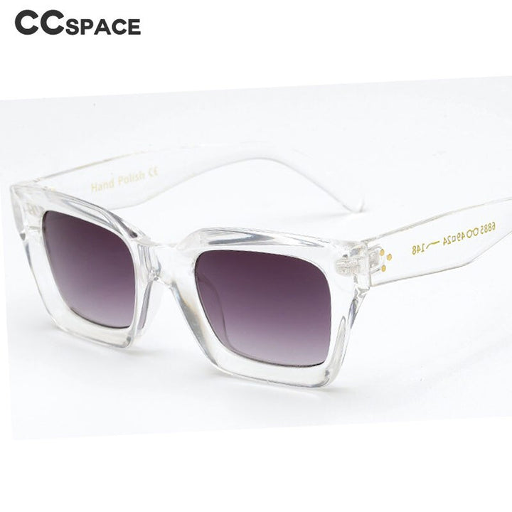 CCspace Unisex Full Rim Square Cat Eye Resin Rivet Frame Eyeglasses 47105 Full Rim CCspace clear gray
