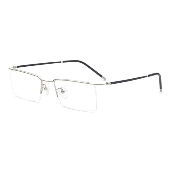Hotochki Unisex Semi Rim Titanium Alloy Frame Eyeglasses 6341 Semi Rim Hotochki SILVER