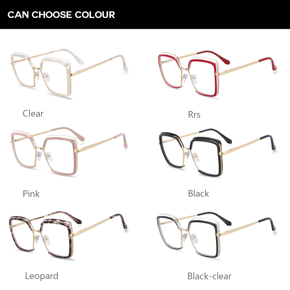CCspace Unisex Semi Rim Square Tr 90 Titanium Frame Eyeglasses 54078 Semi Rim CCspace