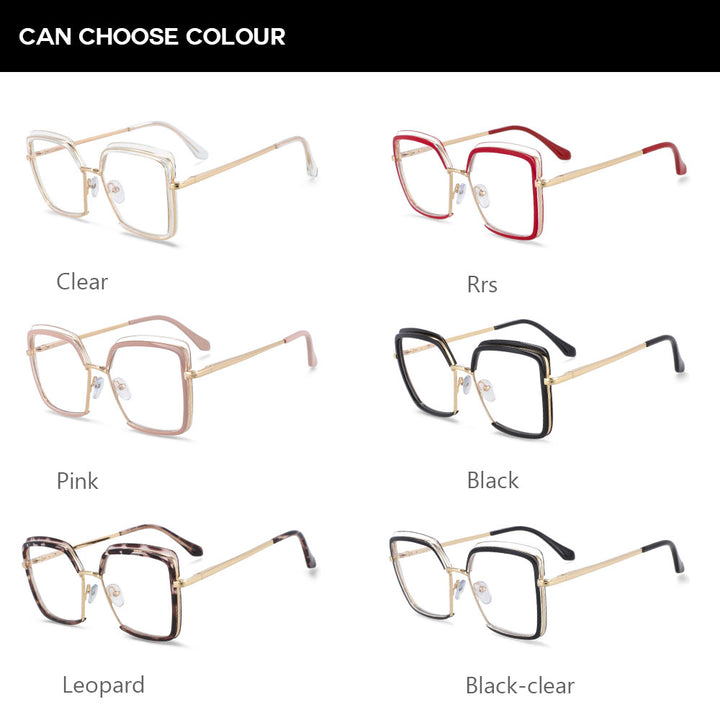 CCspace Unisex Semi Rim Square Tr 90 Titanium Frame Eyeglasses 54078 Semi Rim CCspace