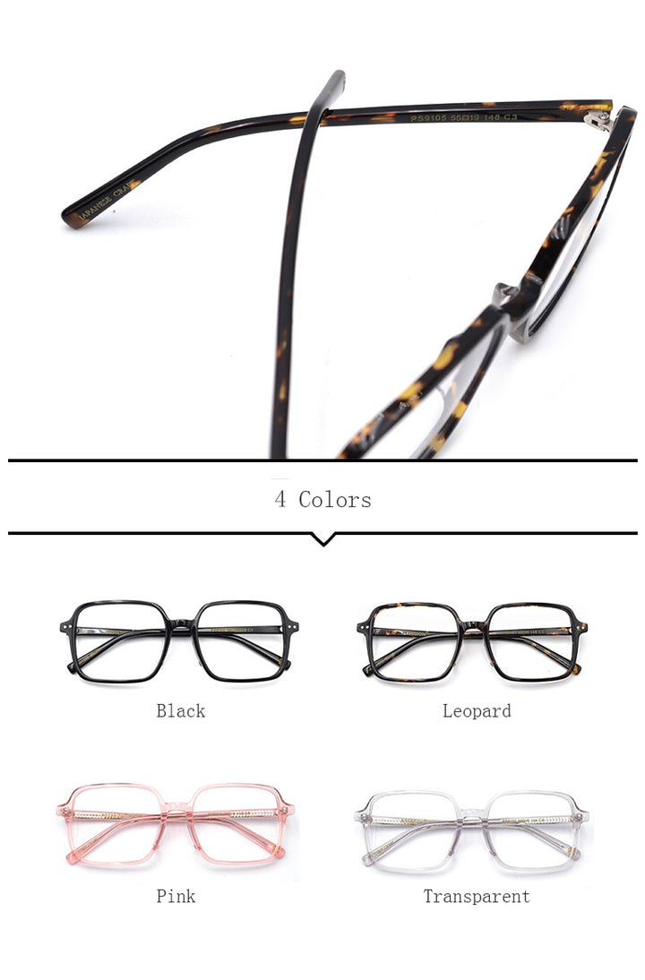 Hdcrafter Women's Full Rim Oversized Square Acetate Frame Eyeglasses Ps9105 Full Rim Hdcrafter Eyeglasses