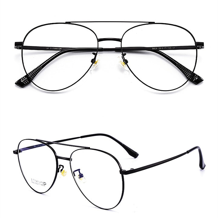 Yimaruili Unisex Full RIm Double Bridge β Titanium Frame Eyeglasses 8826 Full Rim Yimaruili Eyeglasses Black China