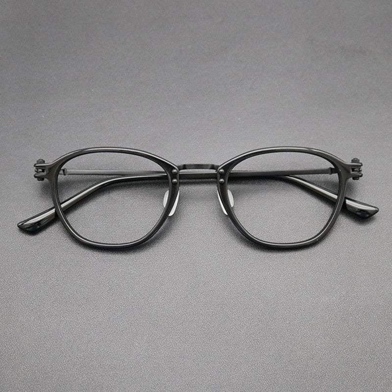 Gatenac Unisex Full Rim Square Titanium Acetate Frame Eyeglasses Gxyj697 Full Rim Gatenac Black