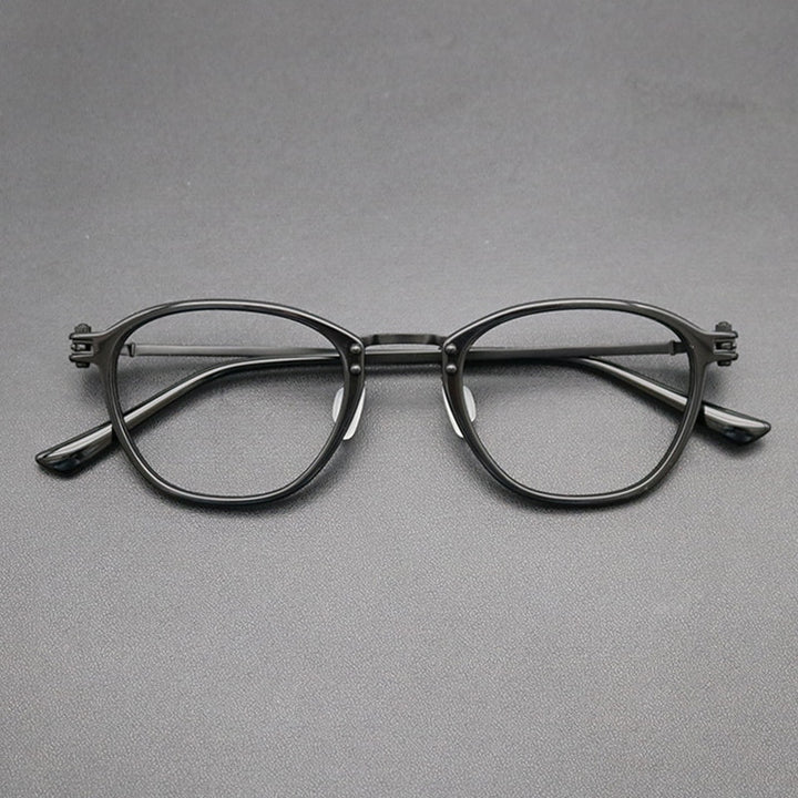 Gatenac Unisex Full Rim Square Titanium Acetate Frame Eyeglasses Gxyj697 Full Rim Gatenac Black