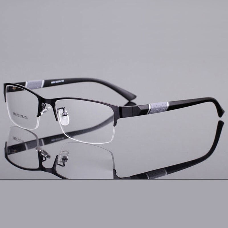 Unisex Half Rim Alloy Tr 90 Temple Eyeglasses 2531 Semi Rim Bclear black
