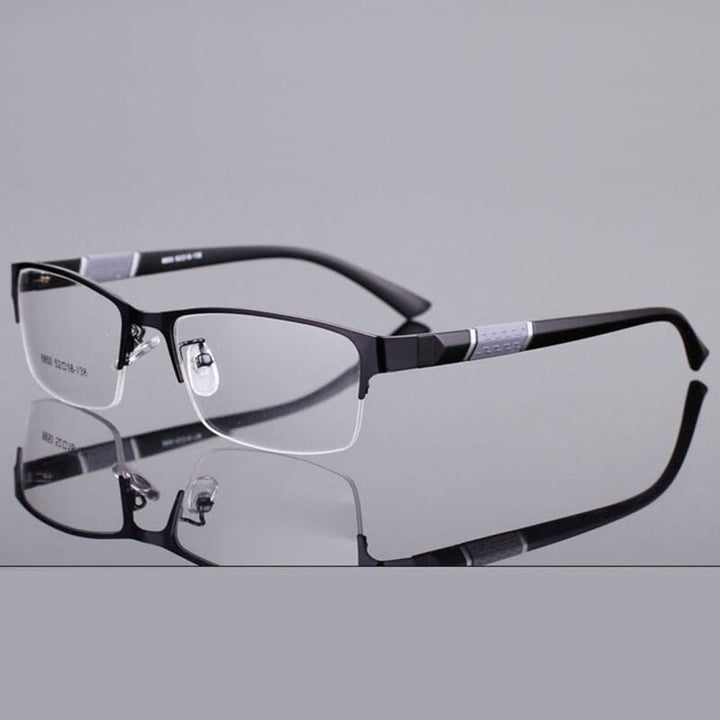 Unisex Half Rim Alloy Tr 90 Temple Eyeglasses 2531 Semi Rim Bclear black