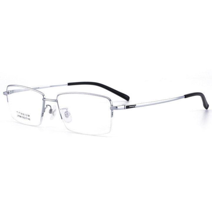 Men's Half Rim Titanium Frame Eyeglasses Lr7888 Semi Rim Bclear Silver
