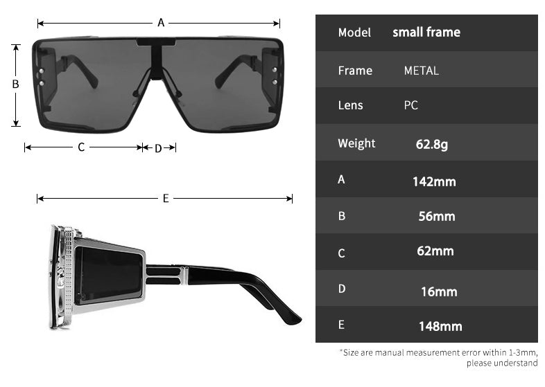 CCspace Unisex Full Rim Oversized Square One Lens Alloy Frame Sunglasses 46588 Sunglasses CCspace Sunglasses