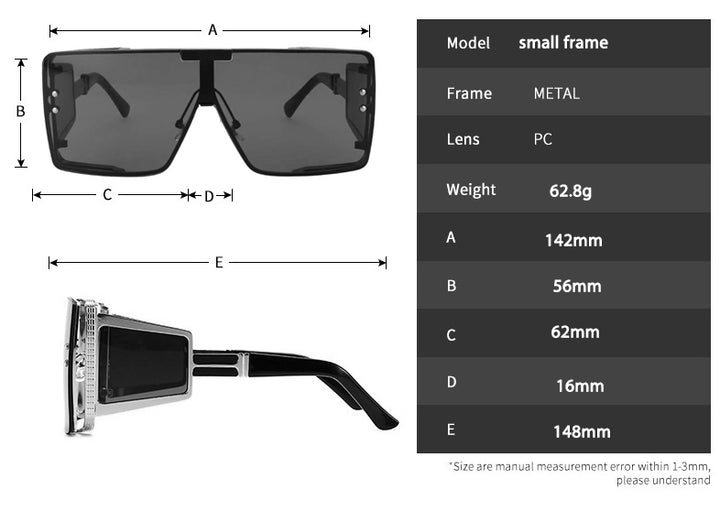 CCspace Unisex Full Rim Oversized Square One Lens Alloy Frame Sunglasses 46588 Sunglasses CCspace Sunglasses