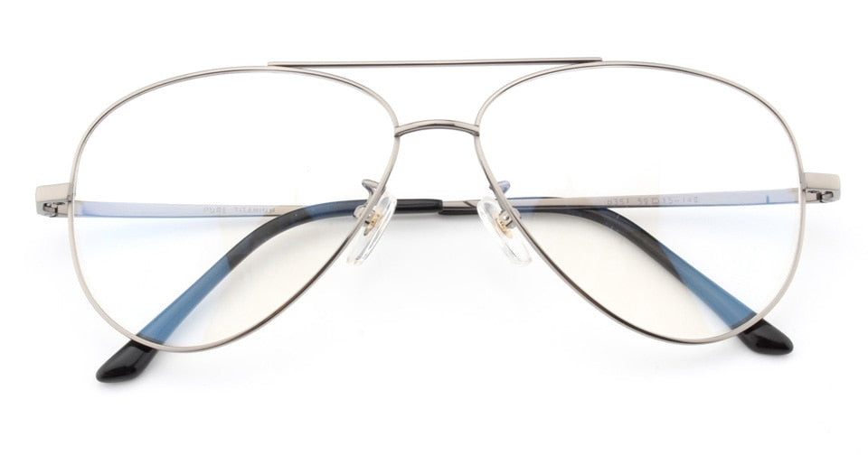 Muzz Unisex Full Rim Round Pilot Double Bridge Titanium Frame Eyeglasses L8361 Full Rim Muzz gray