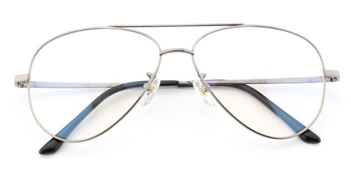 Muzz Unisex Full Rim Round Pilot Double Bridge Titanium Frame Eyeglasses L8361 Full Rim Muzz gray
