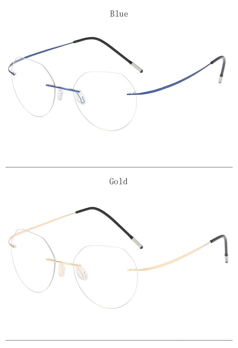 Hdcrafter Unisex Rimless Polygon Round Titanium Frame Eyeglasses 6001-6002 Rimless Hdcrafter Eyeglasses