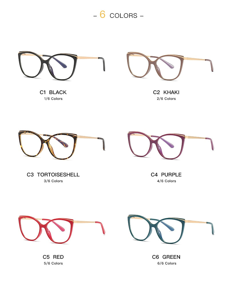 Hotochki Women's Full Rim Cat Eye Alloy Acetate Frame Eyeglasses 2052 Full Rim Hotochki