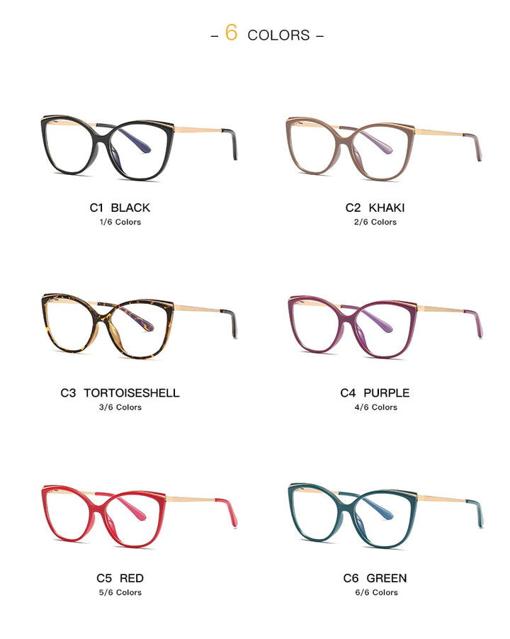 Hotochki Women's Full Rim Cat Eye Alloy Acetate Frame Eyeglasses 2052 Full Rim Hotochki