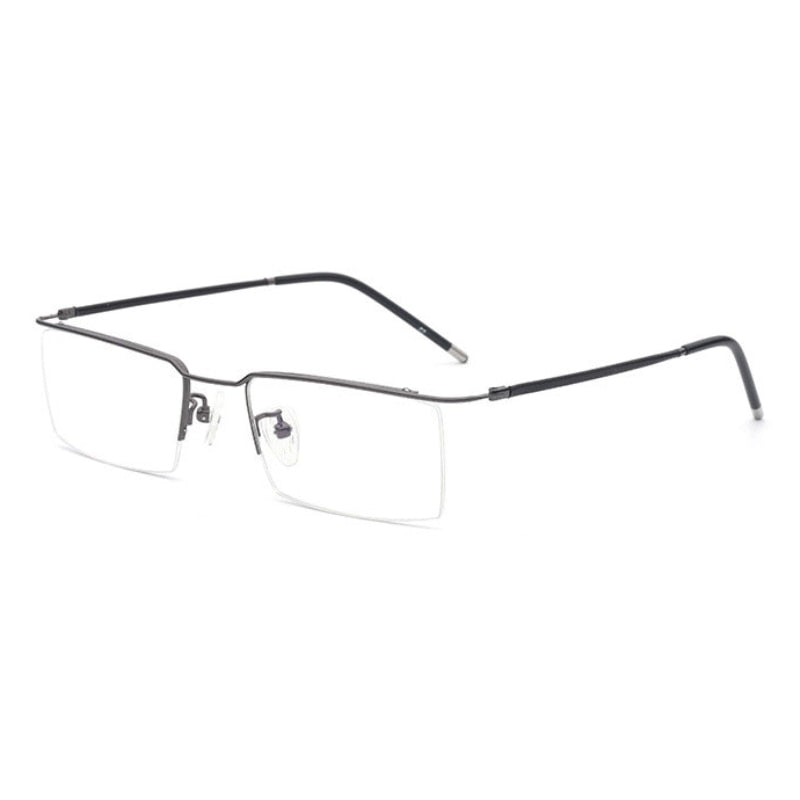 Hotochki Unisex Semi Rim Titanium Alloy Frame Eyeglasses 6341 Semi Rim Hotochki GRAY