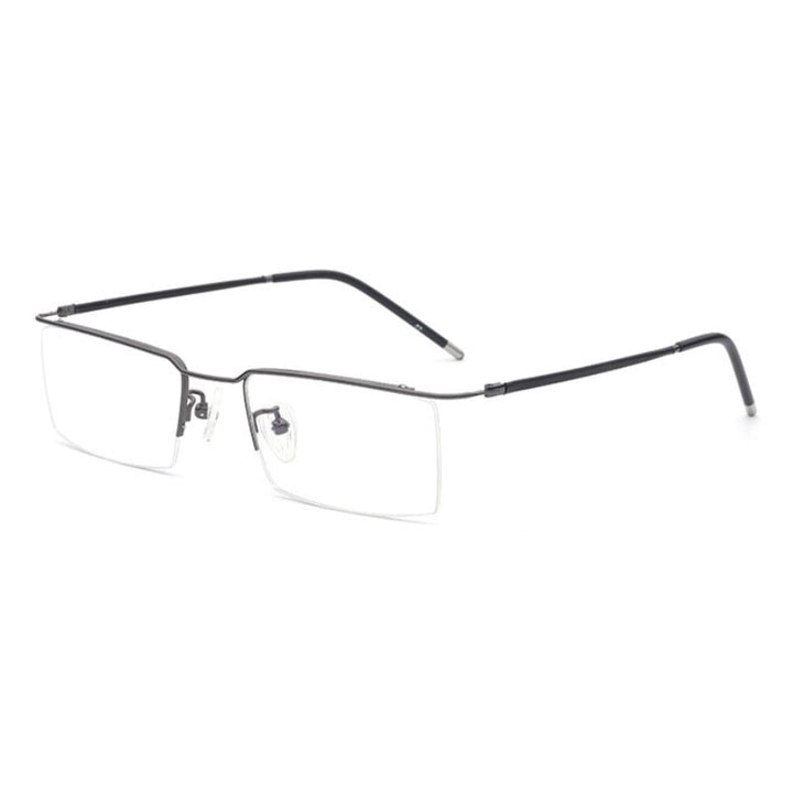 Hotochki Unisex Semi Rim Titanium Alloy Frame Eyeglasses 6341 Semi Rim Hotochki GRAY