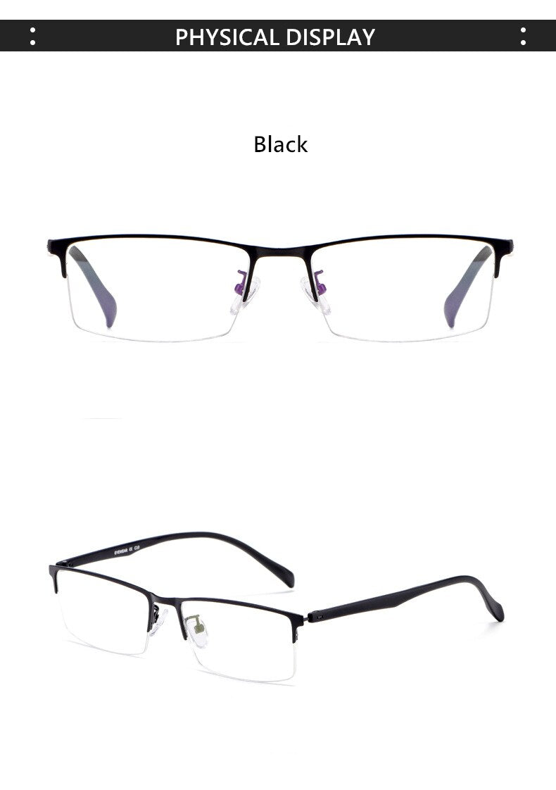 Yimaruili Men's Semi Rim Alloy Frame Eyeglasses 89032 Semi Rim Yimaruili Eyeglasses