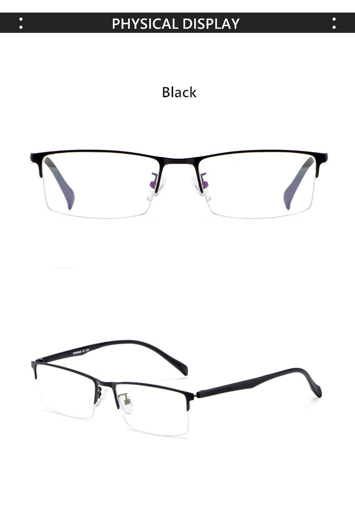 Yimaruili Men's Semi Rim Alloy Frame Eyeglasses 89032 Semi Rim Yimaruili Eyeglasses