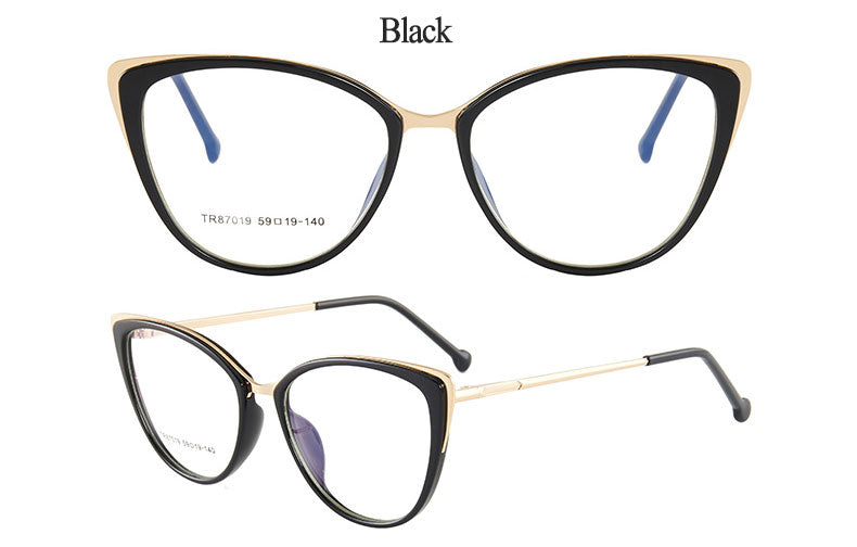 Hotony Women's Full Rim Cat Eye TR 90 Resin Alloy Frame Eyeglasses 7019 Full Rim Hotony