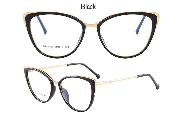 Hotony Women's Full Rim Cat Eye TR 90 Resin Alloy Frame Eyeglasses 7019 Full Rim Hotony