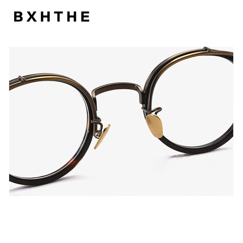 Gatenac Unisex Full Rim Round Acetate Alloy Frame Eyeglasses Gxj37 Full Rim Gatenac