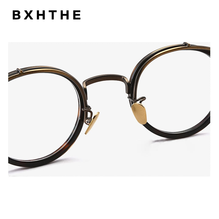 Gatenac Unisex Full Rim Round Acetate Alloy Frame Eyeglasses Gxj37 Full Rim Gatenac