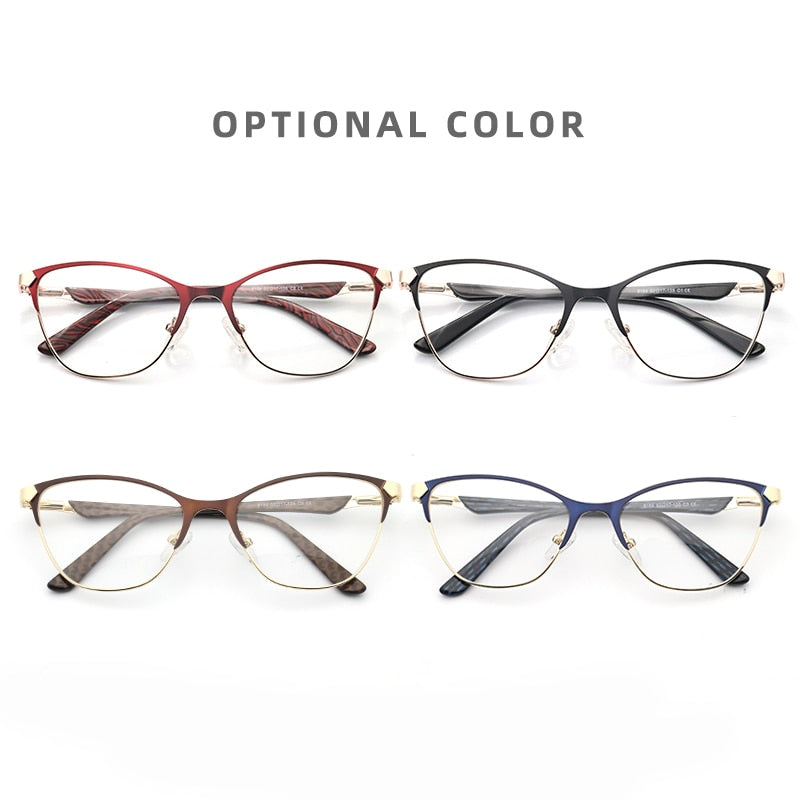 Laoyehui Unisex Eyeglasses Cat Eye Alloy Reading Glasses Blue Brown 8184 Reading Glasses Laoyehui